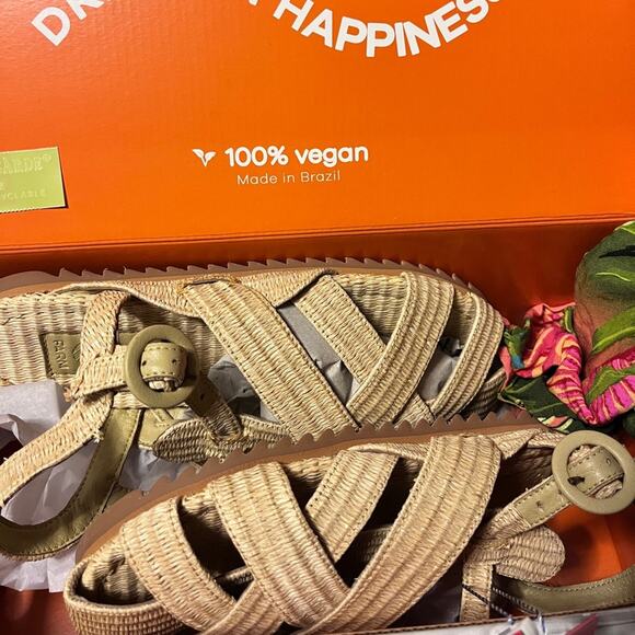 Farm Rio raffia zigzag sandals 9 fisherman NEW IN BOX - Picture 3 of 5